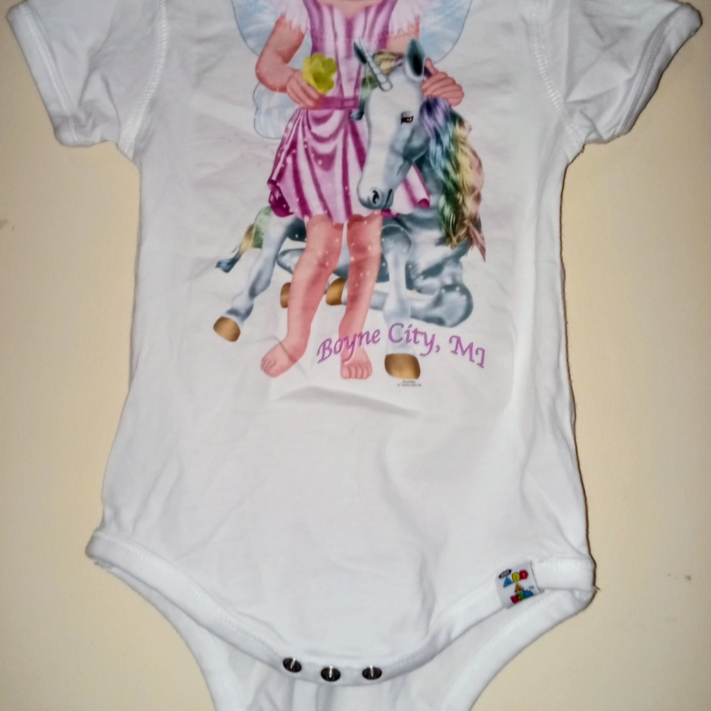 White Unicorn Graphic Baby One-Piece Bodysuit - Boyne City Print